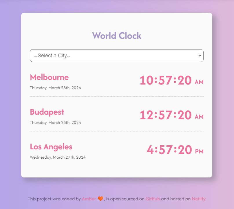 World clock project preview