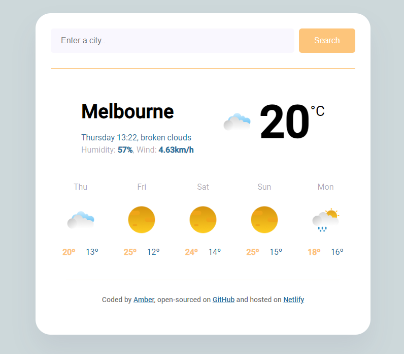 Weather app project preview